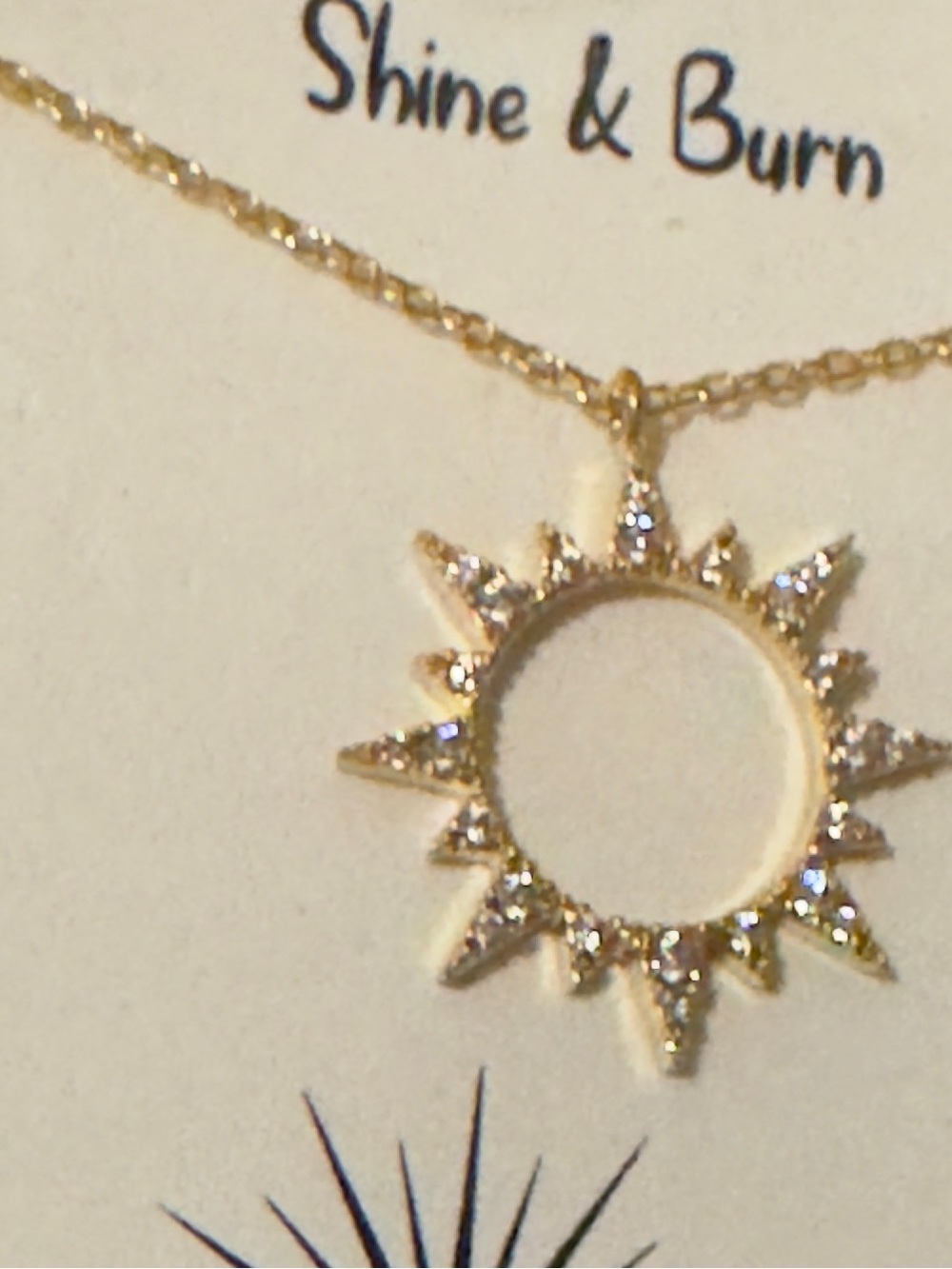 Gold Sunburst Pendant Necklace - 18 k Gold Dipped 16 in. w/ 2 in. Ext.